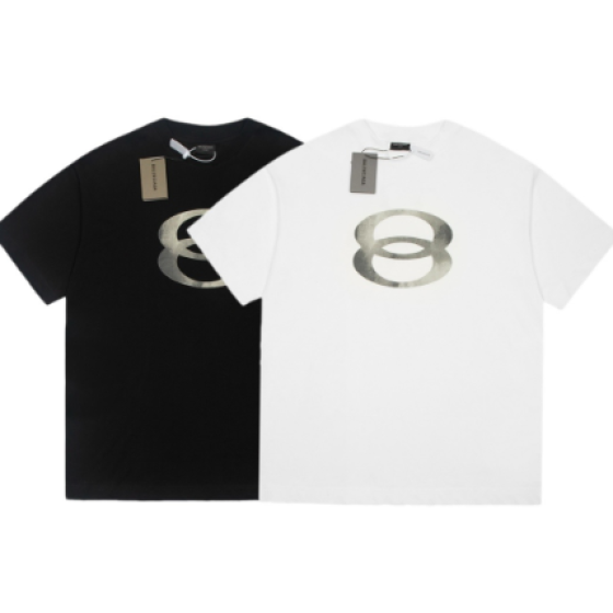 Balenciaga metallic distressed double-loop print short-sleeved shirt